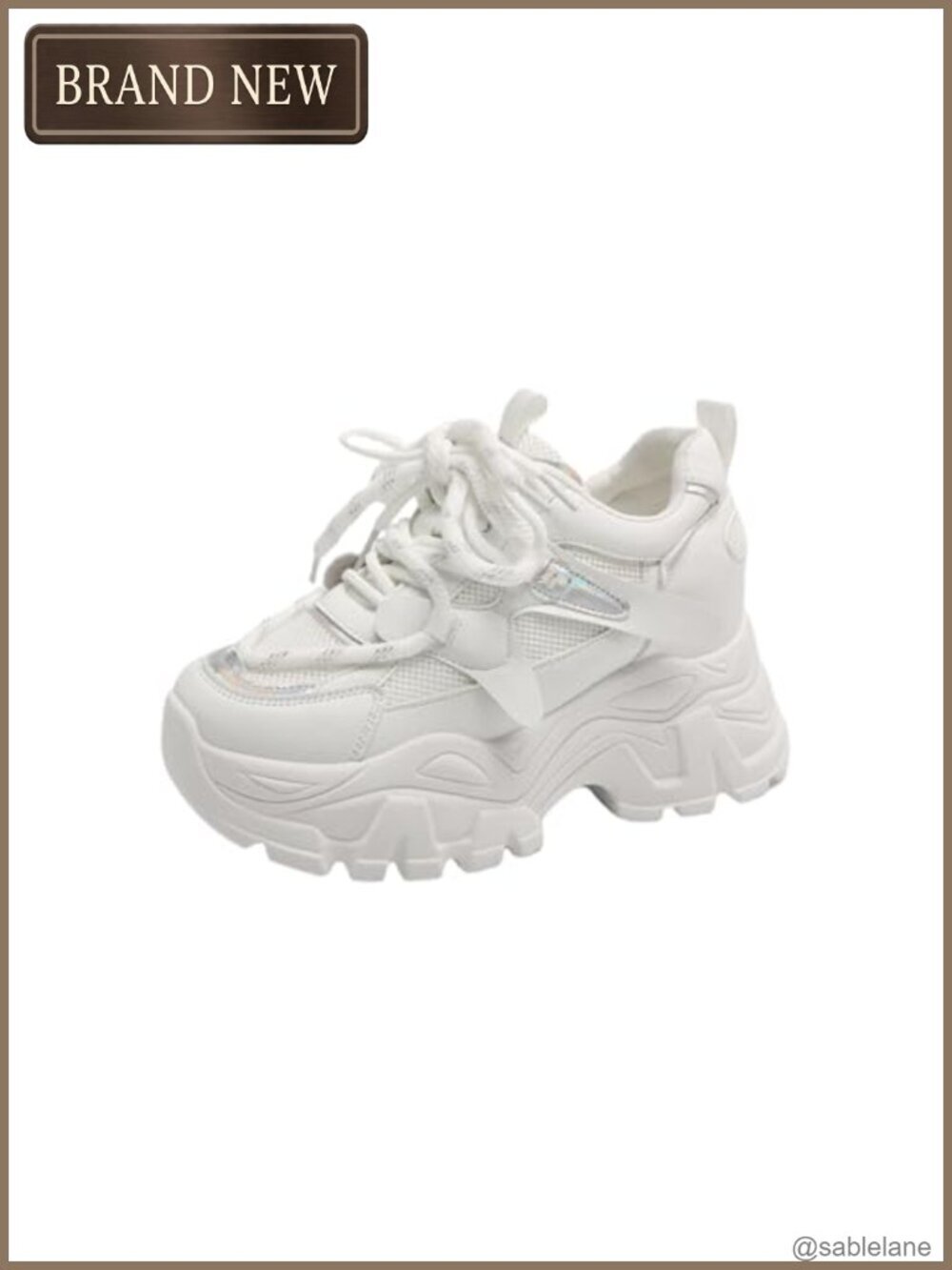 Chunky Platform Sneakers for Women, Lace-up Dad Shoes, Thick Sole Height Incre